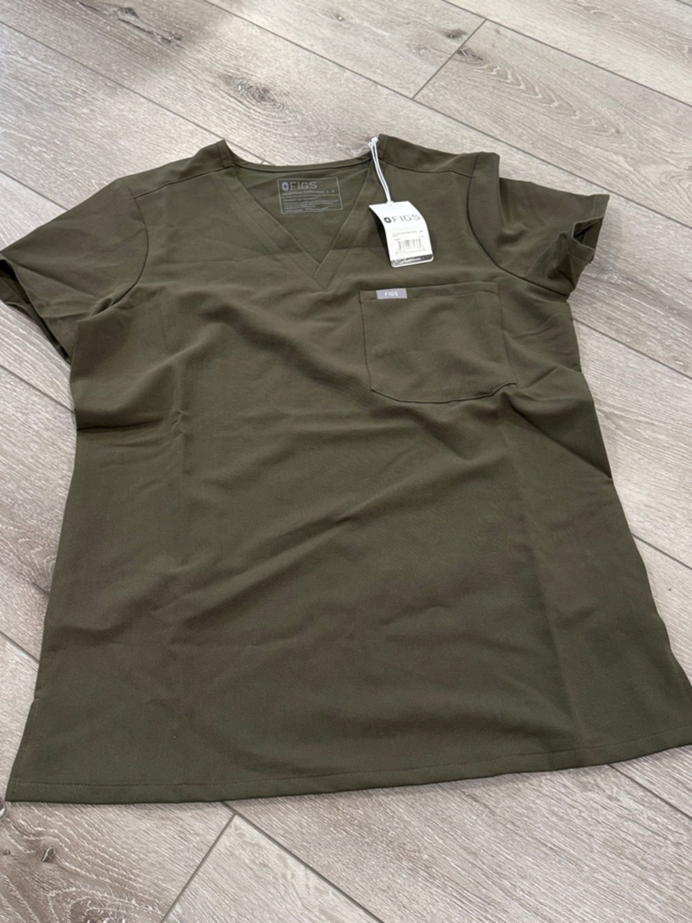 Figs Olive V-Neck Short Sleeve Medical Top
